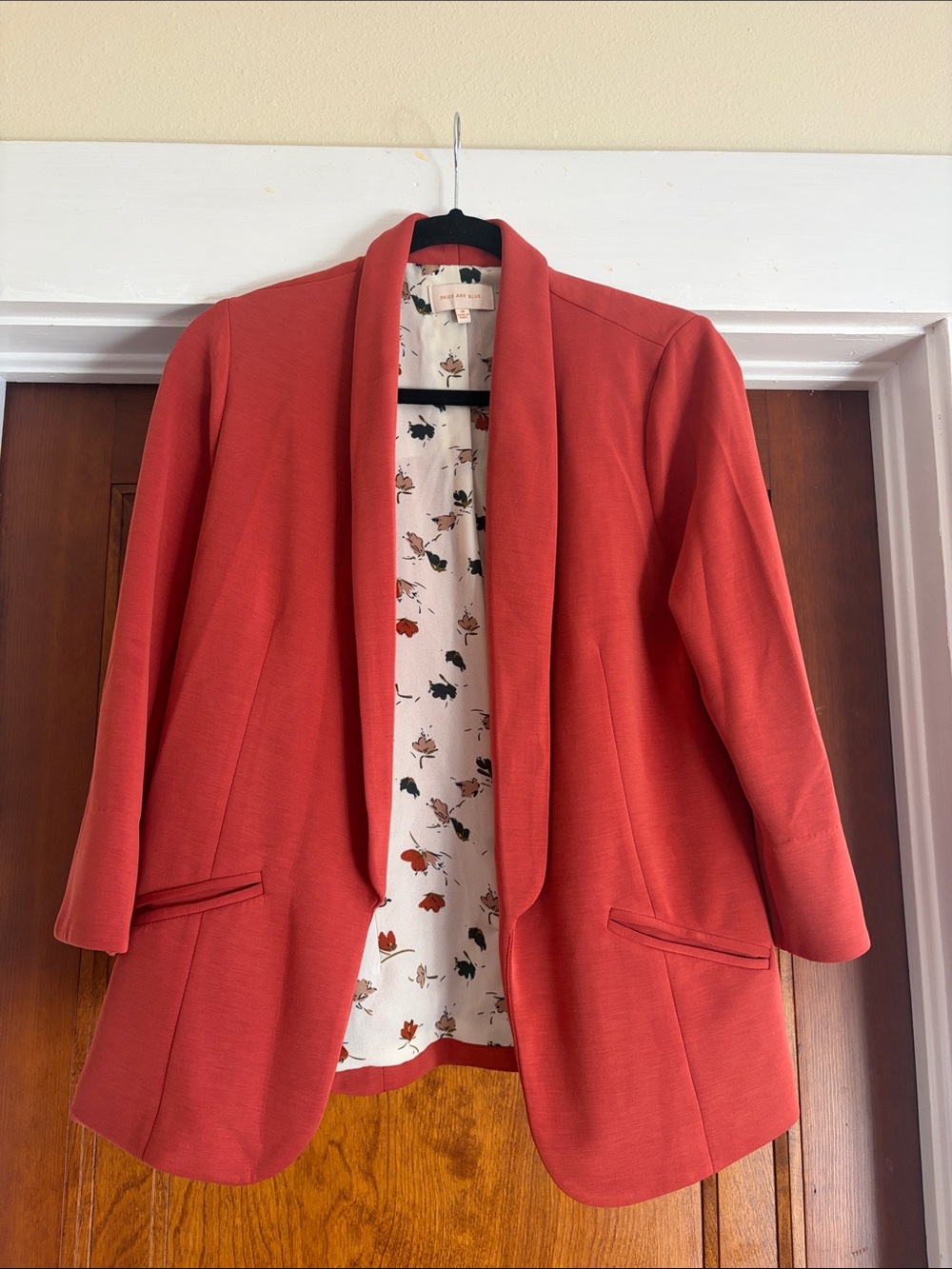 Skies Are Blue Coral Open-Front Blazer